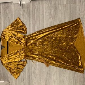 Gold yellow suede dress